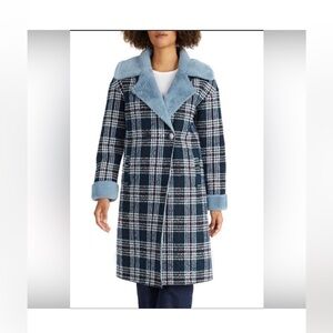 NWT NVL Plaid Coat Blue size M